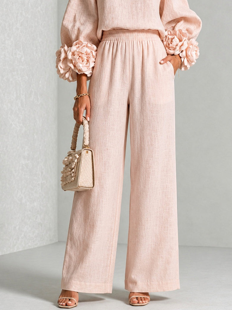 Matching top & wide-leg pants set, view 4