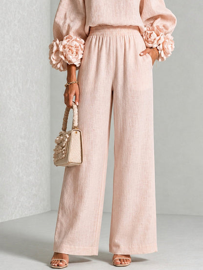 Matching top & wide-leg pants set, view 4