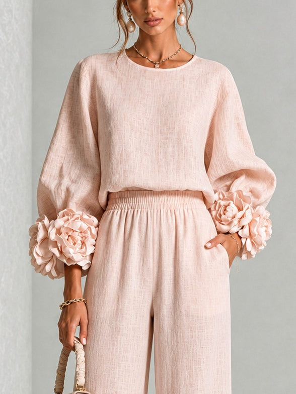Matching top & wide-leg pants set, view 5