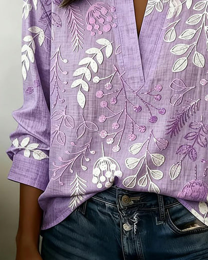 Eluned women's floral high-collar blouse