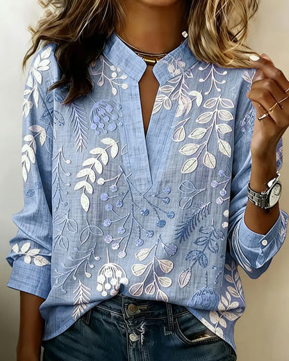 Eluned women's floral high-collar blouse