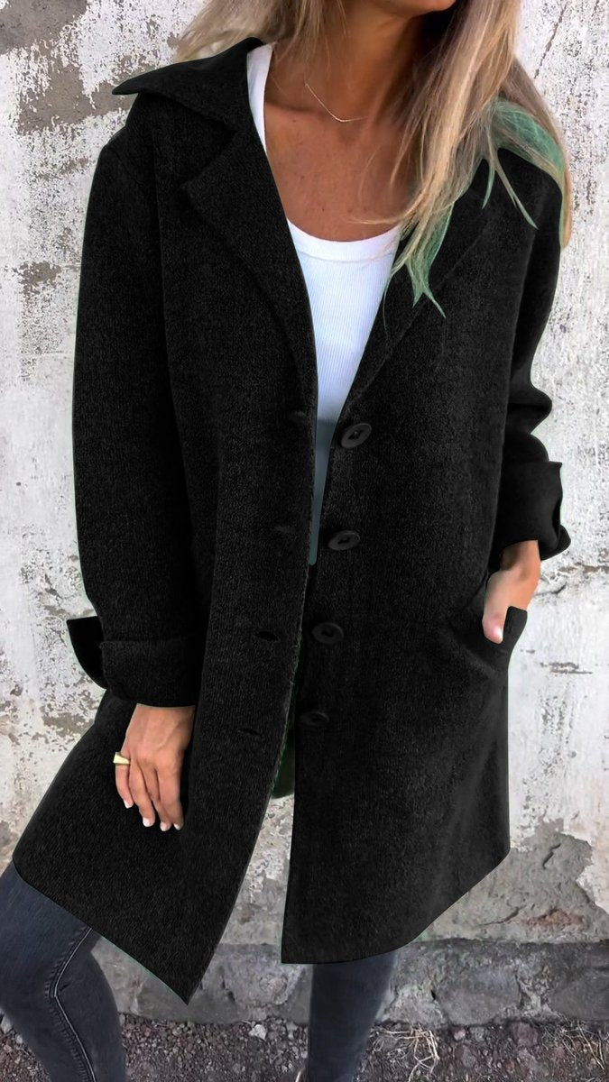 Long oversized button-up coat in black