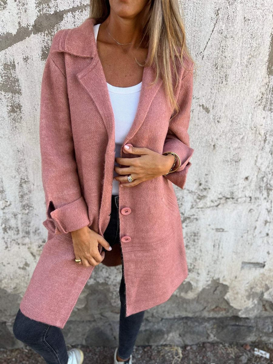 Long oversized button-up coat in pink