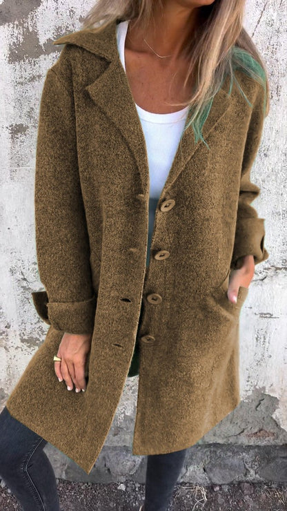 Long oversized button-up coat in brown