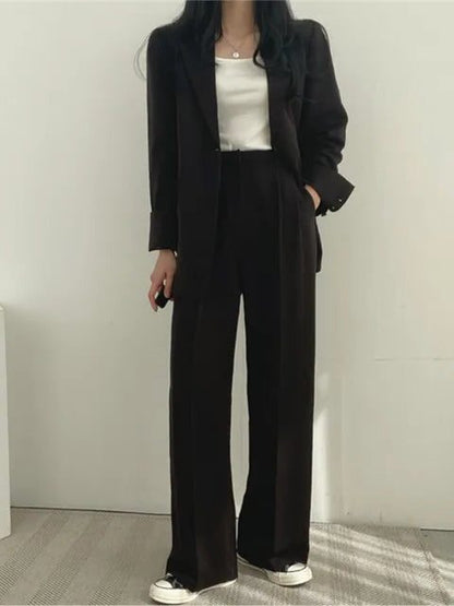 Oversized blazer pant suit in black
