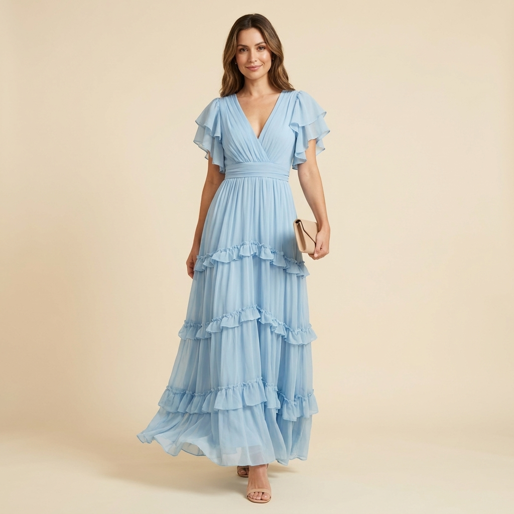 Empire waist tiered maxi dress, view 2