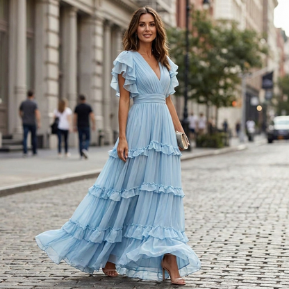 Empire waist tiered maxi dress, view 3