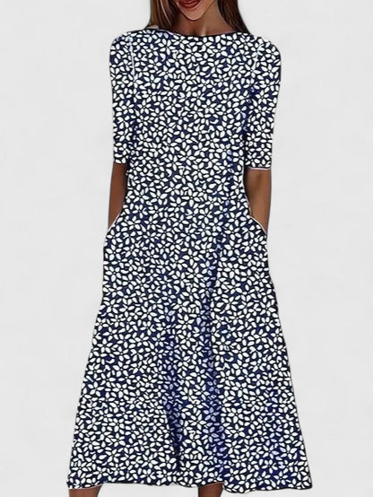Elmira | Floral Midi Summer Dress with Pockets